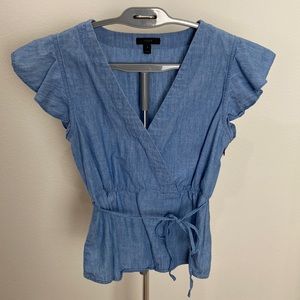 J. Crew Flutter Sleeve Wrap Top